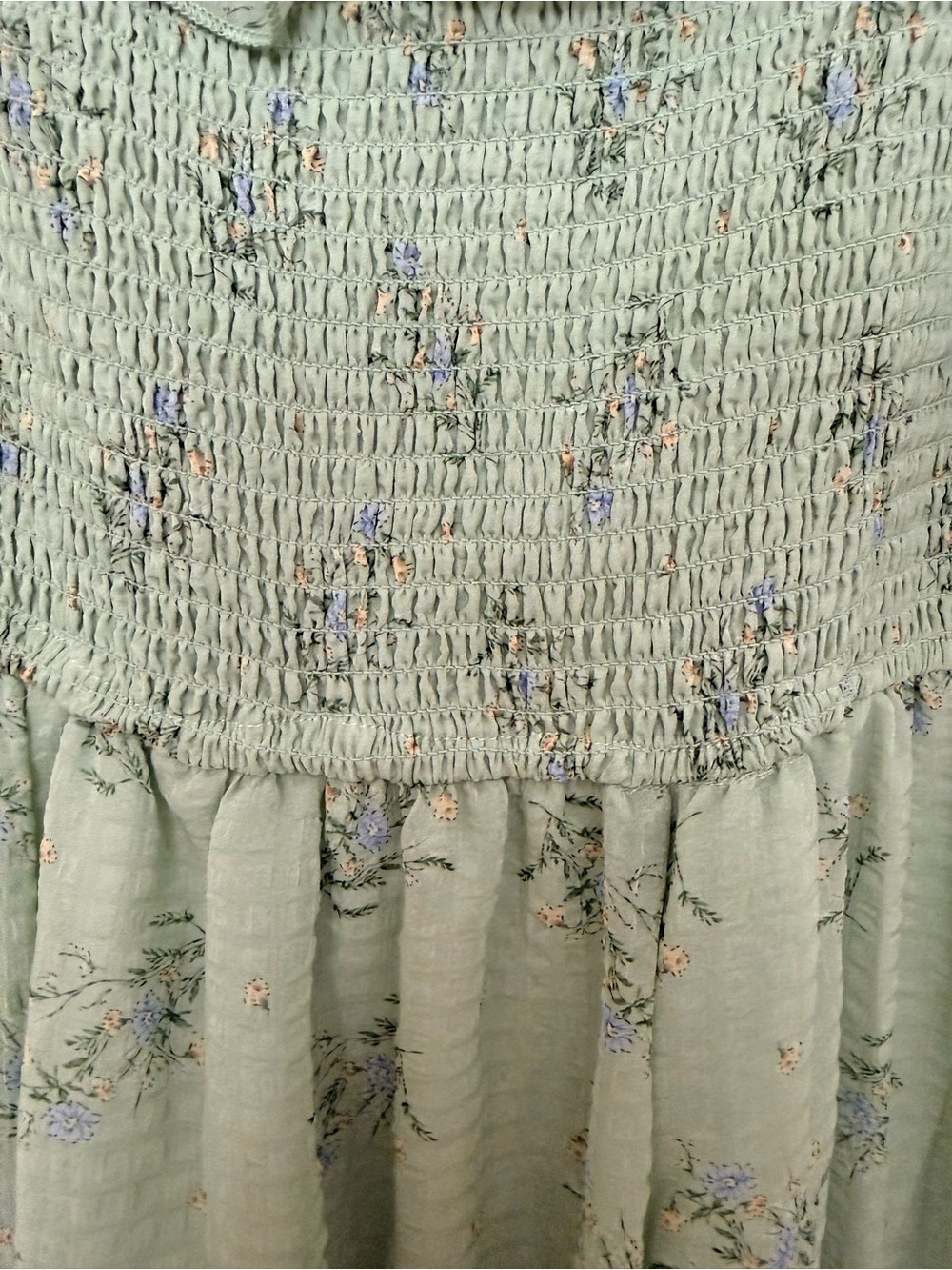 Elle Smocked Floral Ruffle Maxi Dress in Green Tea Floral NWOT - Picture 9 of 9